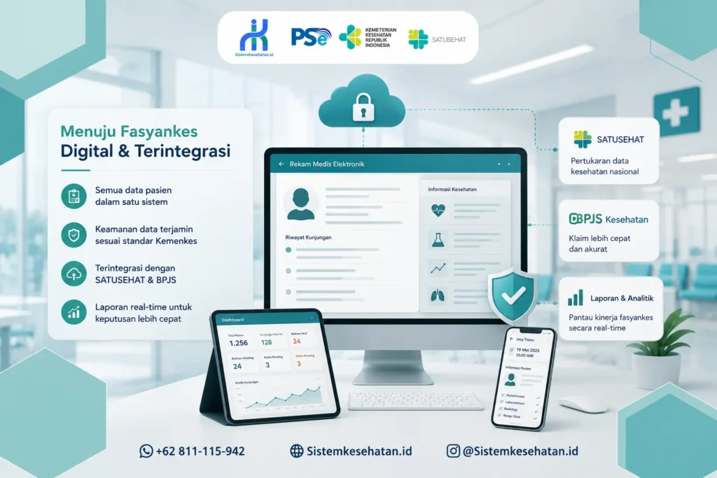 Dashboard Rekam Medis Elektronik (RME) yang terintegrasi dengan SATUSEHAT dan BPJS Kesehatan untuk mendukung digitalisasi fasilitas kesehatan di Indonesia.